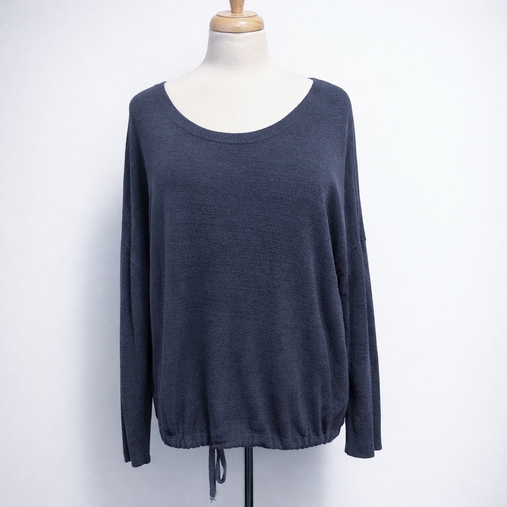 Barefoot Dreams CozyChic Ultra Lite Slouchy Pullover Cozy Lounge Sweater Blue L - Picture 8 of 15